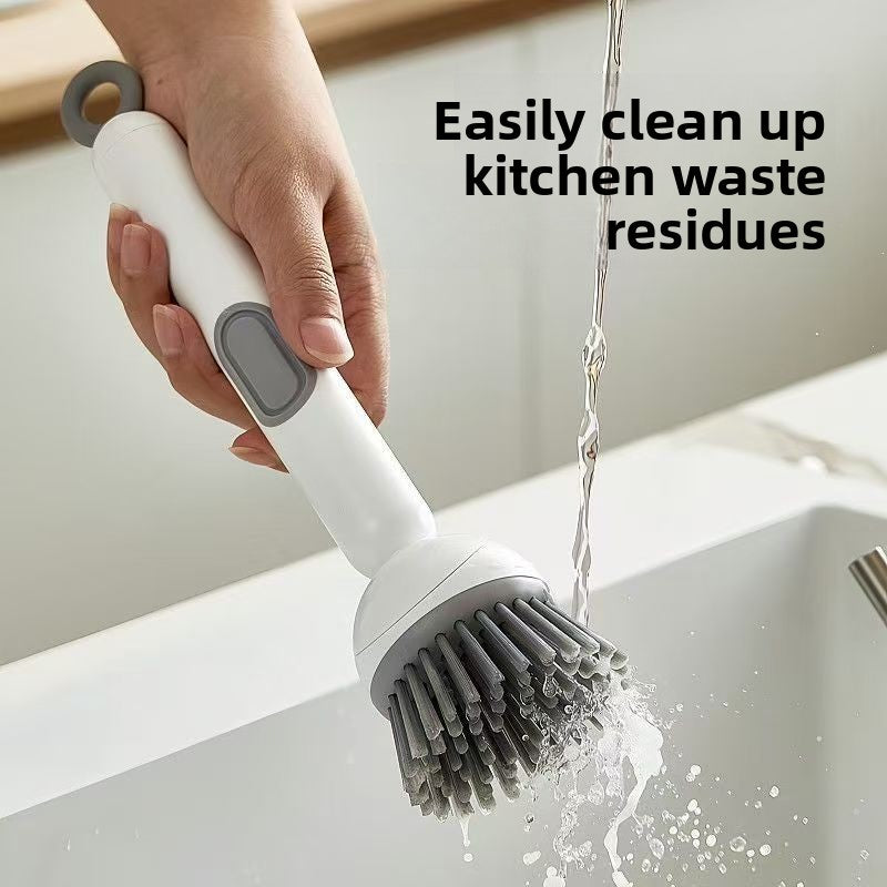 Rotatable Kitchen Pot Brush with Liquid Dispenser
