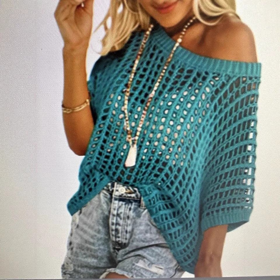 Hollowed-out knitted sweater for women in summer