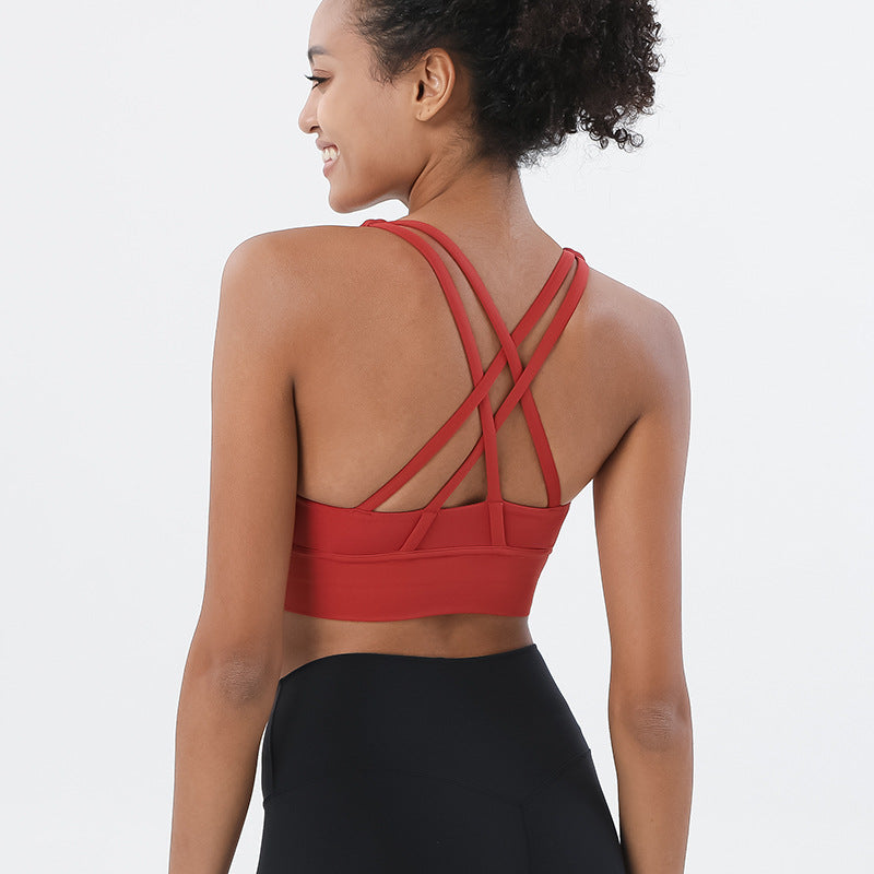 Double-Sided Brushed Cross-Back Sports Bra