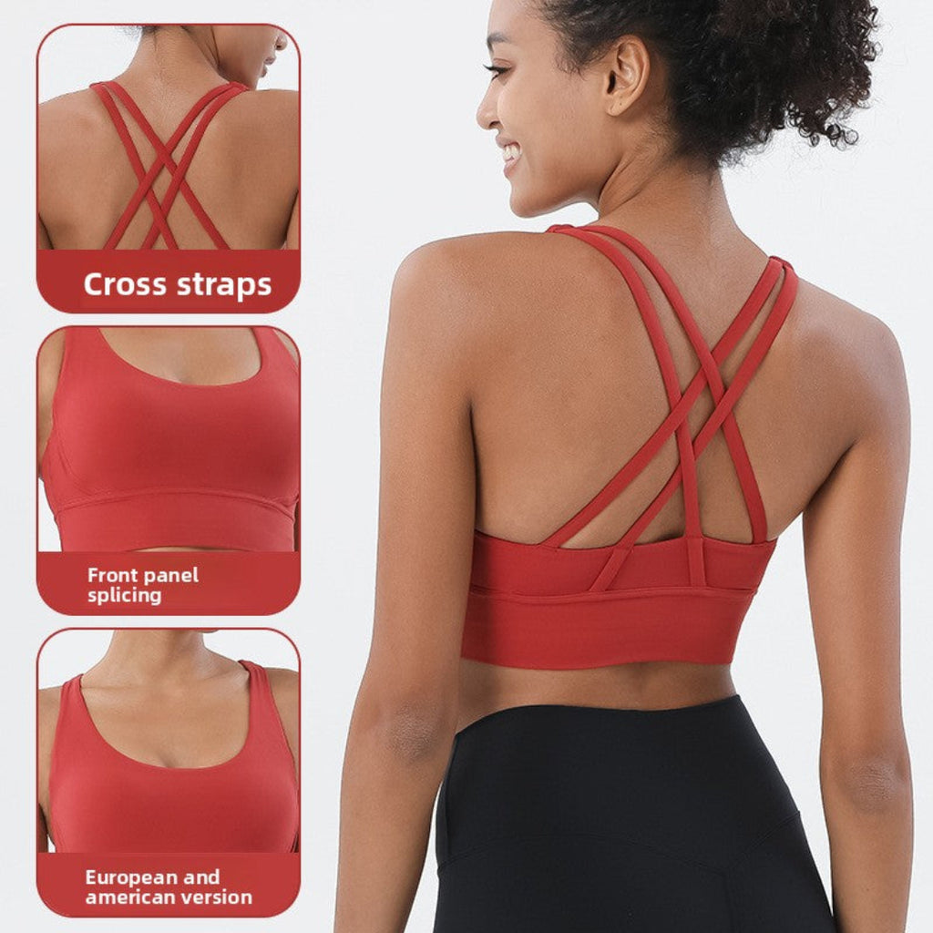 Double-Sided Brushed Cross-Back Sports Bra