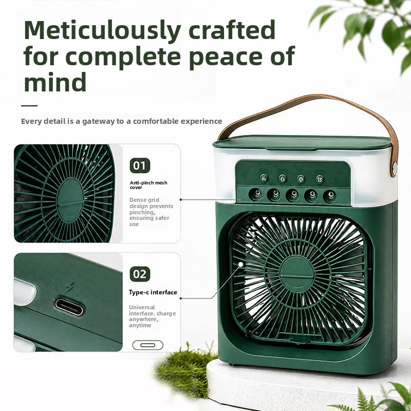 Five-Hole Spray Fan with Humidifying and Cooling Portable Desktop Fan