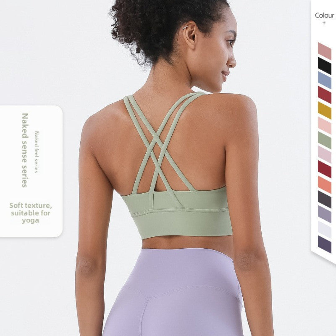 Double-Sided Brushed Cross-Back Sports Bra