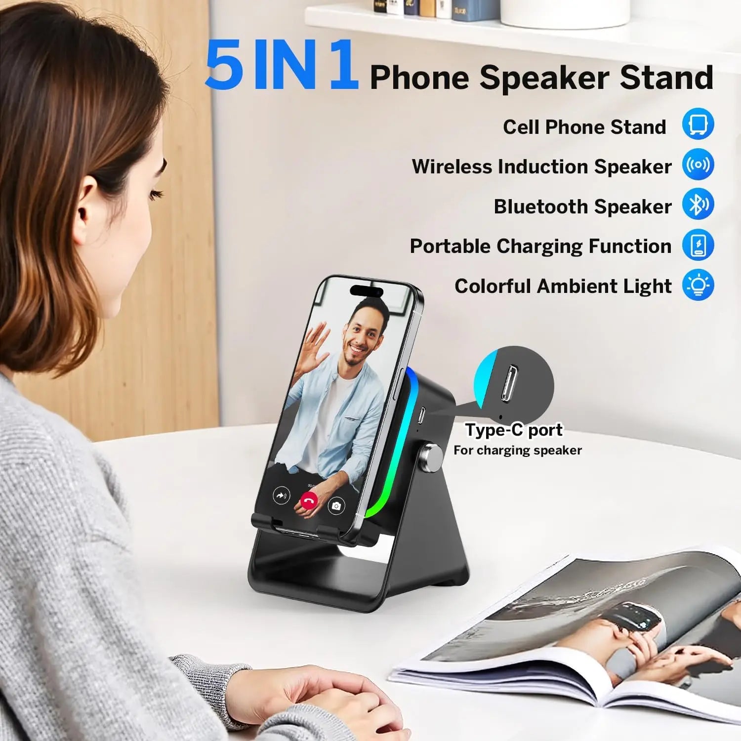 AutoInduction Bluetooth RGB Party Speaker Holder